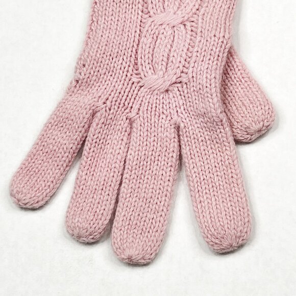 Y2K Vintage Lauren Ralph Lauren Lambswool Angora Cable Knit Gloves Pink NWOT - Picture 7 of 8